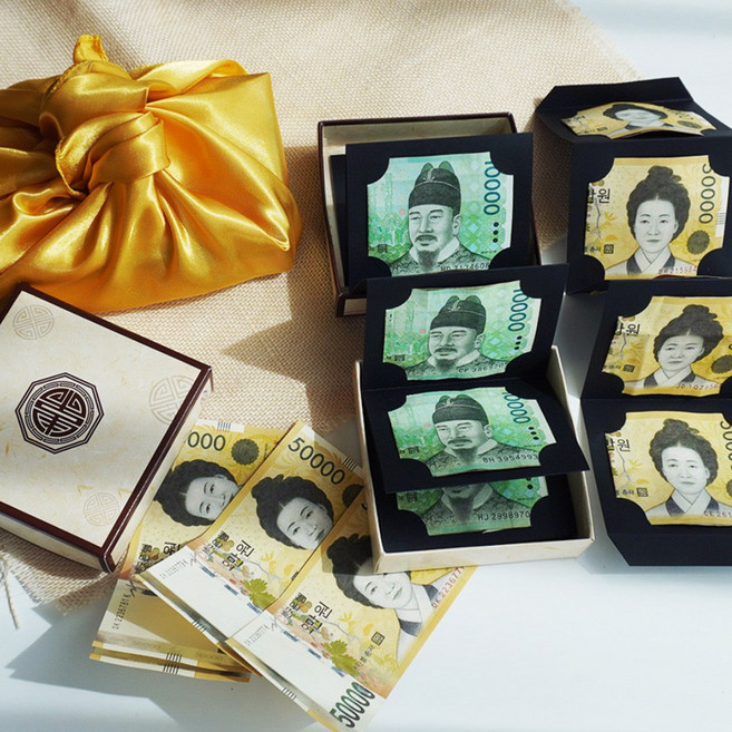 SANS 부모님 현금 용돈 병풍 박스, 1개, 소형 5단+보자기