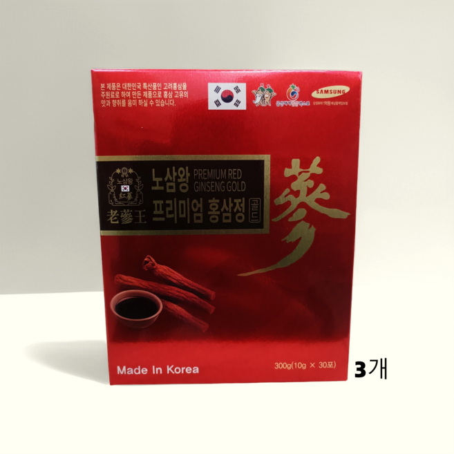노삼왕 프리미엄 6년근 홍삼정 농축엑 10gx30개 홍삼진액 선물세트, 3개, 300g