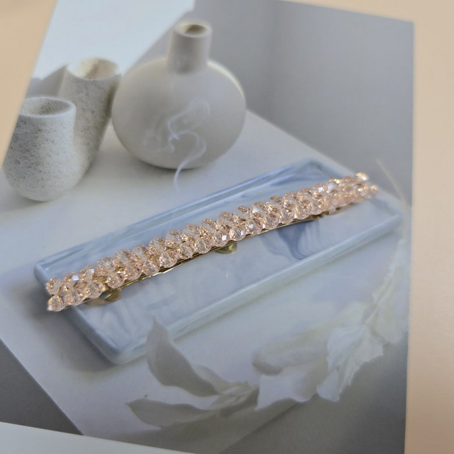 8cm 비즈 보석 큐빅 빼빼로핀 반머리 헤어핀 자동핀