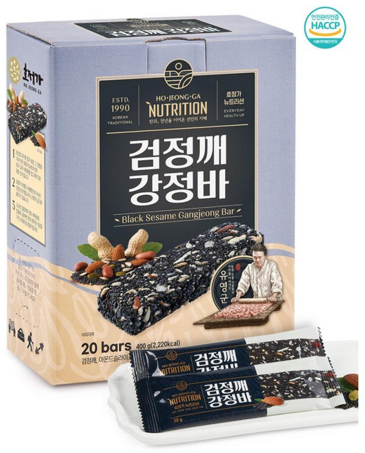 호정가 검정깨강정바 (20개입), 1개, 1g