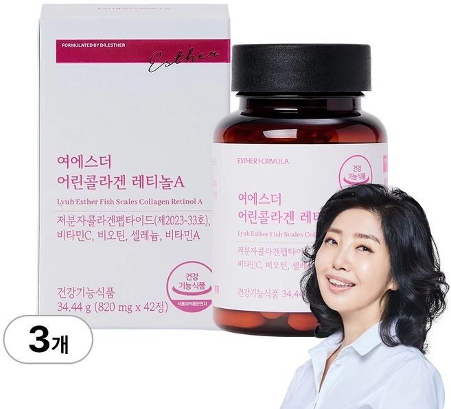 여에스더 어린콜라겐 레티놀A (국내최다 인체적용시험 보유 콜라겐 원료) 국민영양 프로젝트, 3개, 42정 - 쿠팡