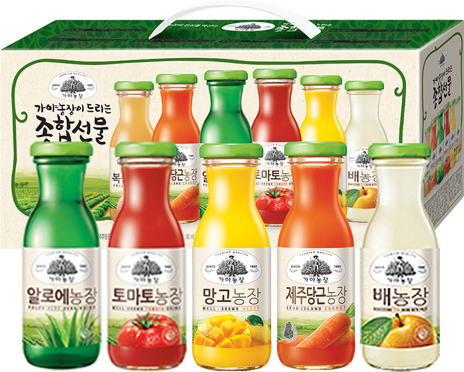 가야농장 주스 6종 종합선물세트, 180ml, 12개