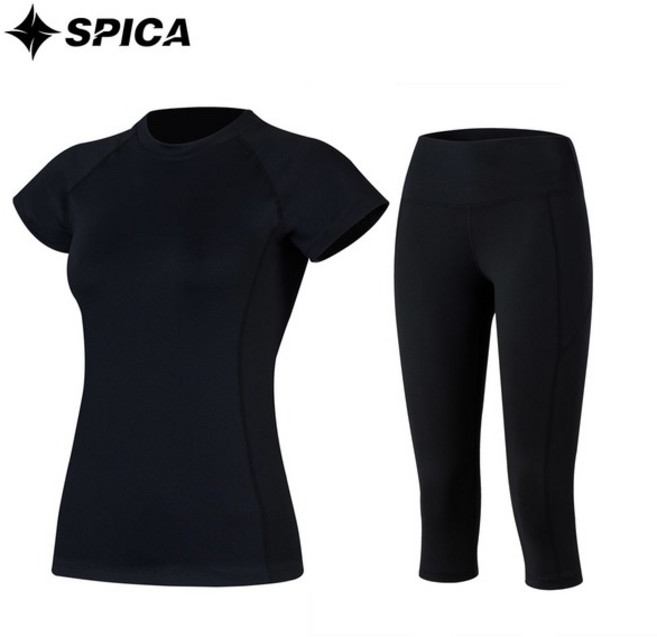 스피카 여성용 요가복 티셔츠 + 칠부 레깅스 세트 SPA529703