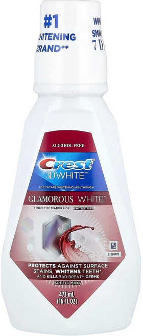 크레스트 3D 화이트™ 멀티케어 미백 구강청결 글래머러스 화이트™ 무알코올 아틱 민트향 473ml (16 fl oz) CRR-08986 - 쿠팡