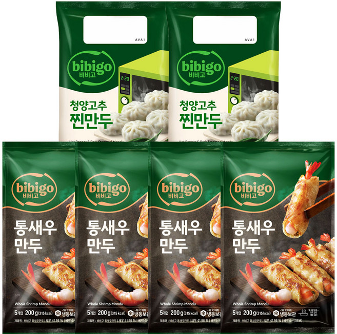 비비고만두(통새우만두 200g 4+청양고추찐만두 168g 2)