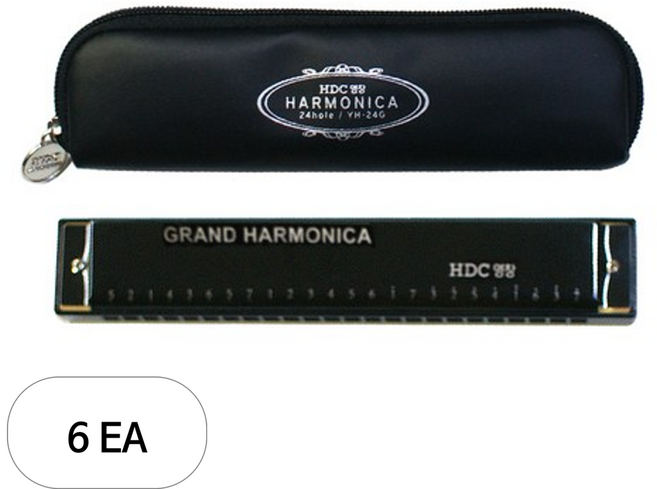 HDC영창 24홀 트레몰로 하모니카 YH-24G + 가죽케이스, 6개, 혼합 색상