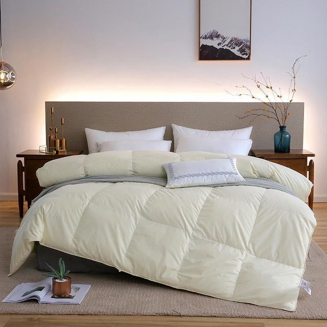 봄여름 차렵이불 사계절 고급 호텔 거위털이불 폭신한 구스다운 프리미엄 구스이불 3000g, 흰색