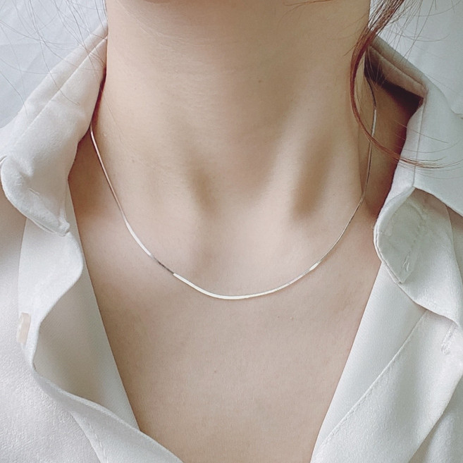 여성 실크 스네이크 뱀줄 레이어드 은 목걸이