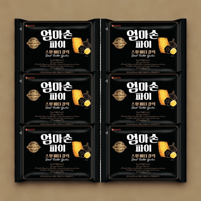 롯데웰푸드 엄마손파이 스윗 버터 갈릭 고메 셀렉션, 254g, 6개