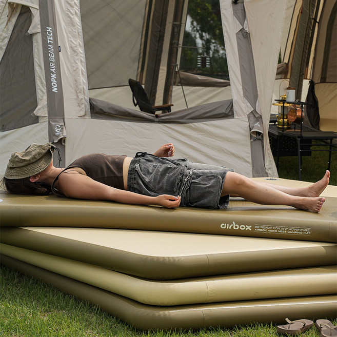 에어박스 에어매트 에어로네스트 경량 10cm 캠핑매트, 올리브카키/ 샌드베이지