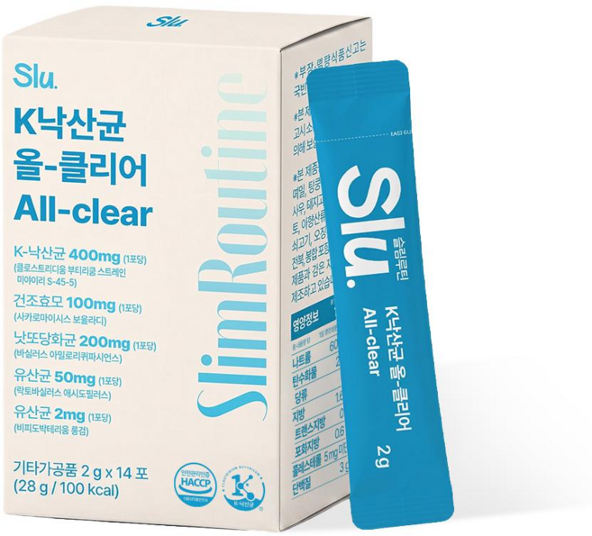 슬림루틴 슬루 K-낙산균 올클리어 프로바이오틱스 생유산균 400mg, 1박스, 28g