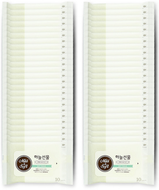 하늘선물물티슈(10매 리필) 50개 휴대용 소형 파우치형 아기 유아 판촉 홍보, 상세페이지 참조, 10개입