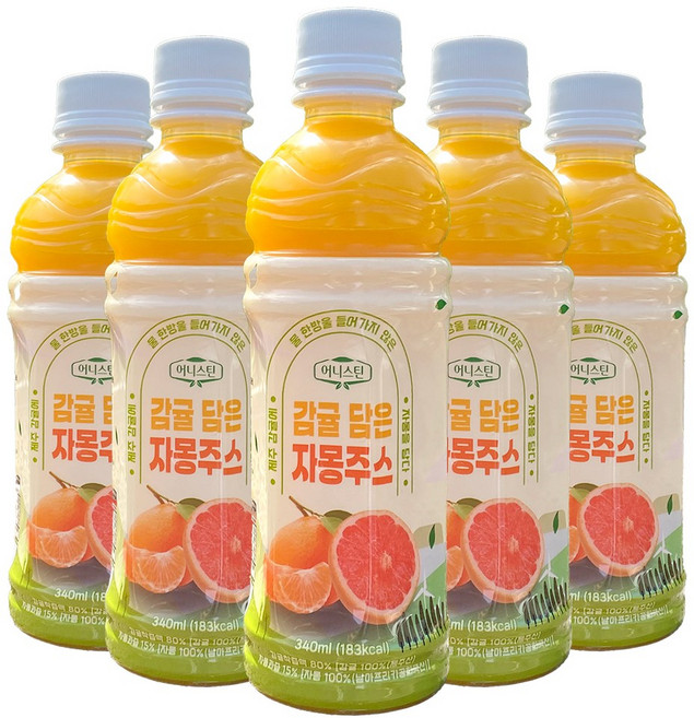 어니스틴 감귤 담은 자몽 주스 / 물 타지 않고 감귤과 자몽을 그대로 착즙한 NFC 주스 / 제주산 감귤 주스, 6개, 340ml