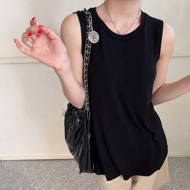 A라인티셔츠 플레어나시 민소매 파란티