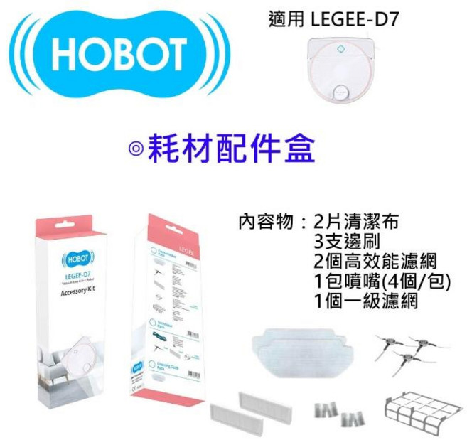 HOBOT 耗材配件盒(適用LEGEE-D7), 1個, 耗材配件盒(適用於LEGEE-D7)