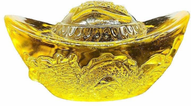 招財進寶金元寶擺件 風水開運裝飾品, 龍紋元寶