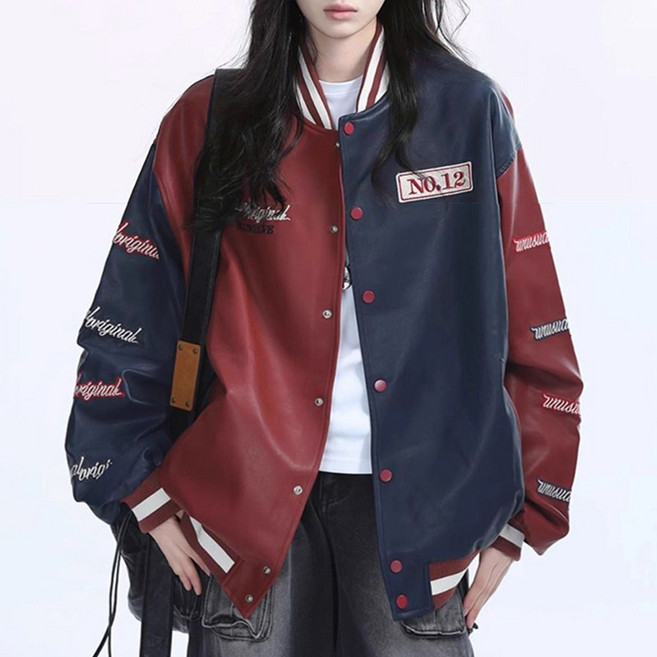 남녀공용 오버핏 항공점퍼 간절기 레더잠바 라이더자켓 아우터 슬림소녀