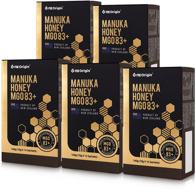 [엔젯오리진] 마누카허니 MGO 83+/뉴질랜드마누카꿀스틱/UMF/MANUKAHONEY, 140g, 5개