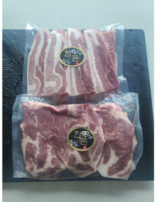 한돈 생삼겹살 1kg+ 한돈 생목살 1kg, 1kg