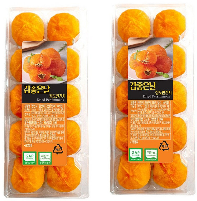 1+1 청도반건시 감좋은날 + 선물가방포함, 10구+10구, 실속 30~39g