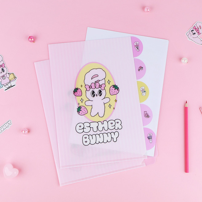 에스더버니 5포켓 인덱스 홀더, 핑크, 상세설명 참조