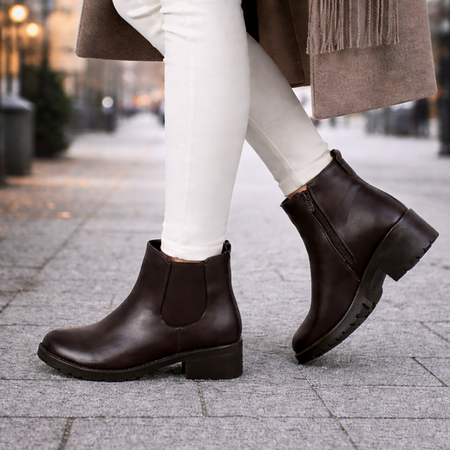 에버라스트 여성 겨울 첼시 부츠 털 안감 방한 숏 앵클 앵글 키높이 패션 데일리 지퍼 따뜻한 방한화 경량 쿠션 여자 논슬립