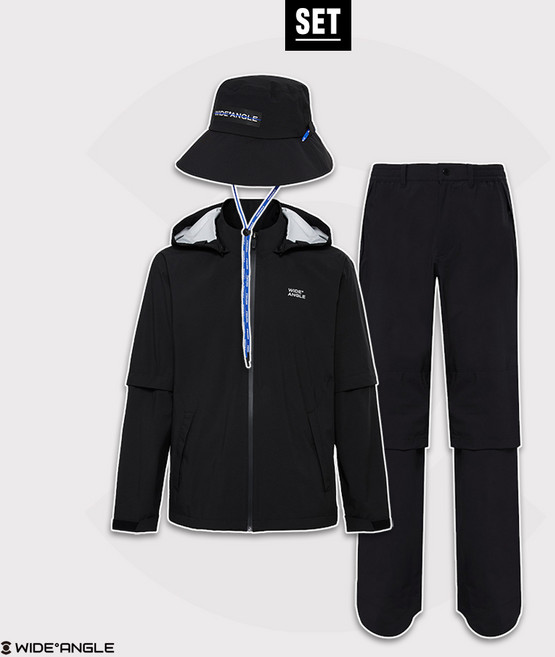 와이드앵글 남성 골프웨어 레인자켓 남자 골프비옷 방수우비 상하의 세트 WMP25191Z1, 95, 29(76)