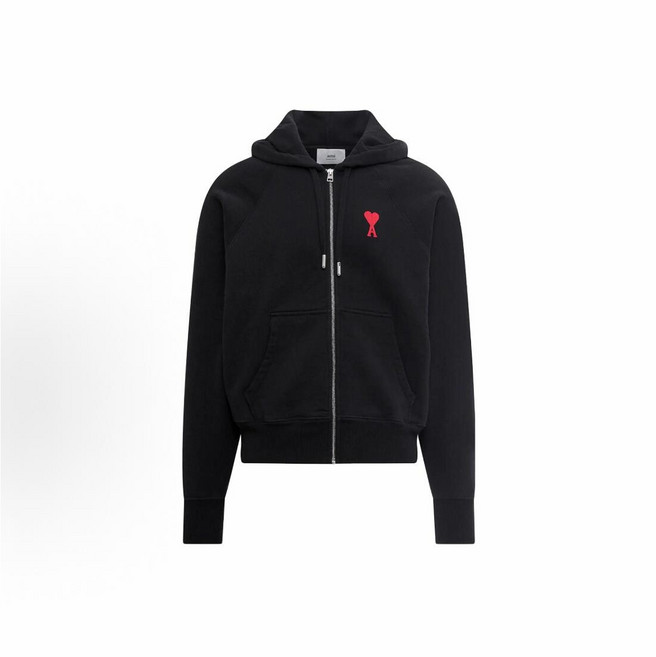 3위 - 아미 스몰 하트 로고 후드 집업 블랙 USW404 747 009, 블랙(Black)