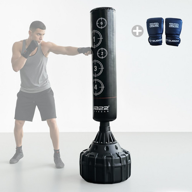 서브22 복싱 킥복싱 가정용 스탠딩 샌드백 가죽, 블랙