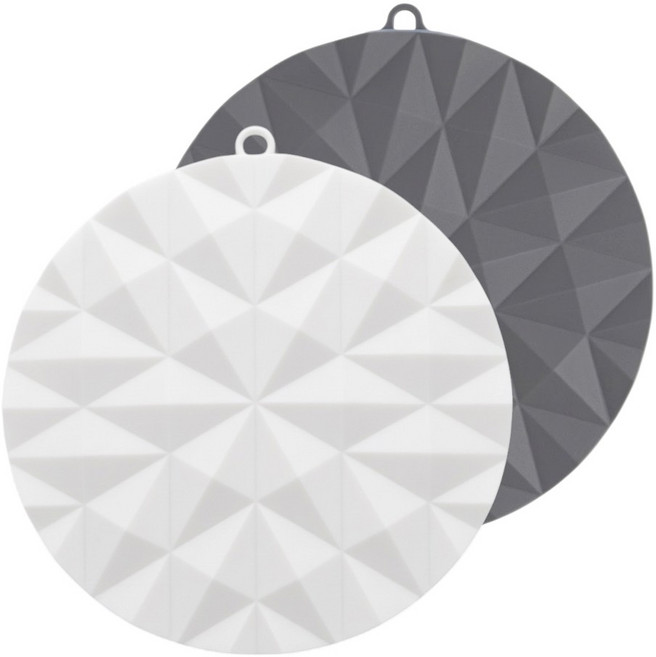 더엄커머스 모던 다이아 냄비받침 화이트 그레이 2종 세트 TPE 실리콘 미끄럼방지 주방소품, 2개, 그레이+화이트