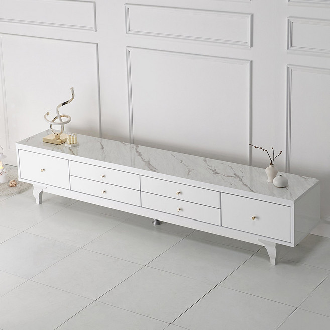 미가엘 UV하이그로시 도장 유광 템바 거실장 2000 TV 다이 장식장 선반 티비장 문갑 9olor, 마블상판