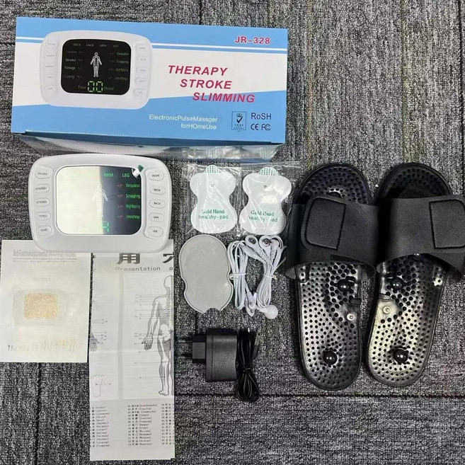 JR-328 多功能電子脈衝按摩器, 328小盒+拖鞋(英文版)