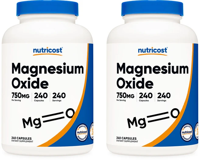뉴트리코스트 2통 산화마그네슘 750mg 240캡슐 Magnesium Oxide, 1 Count (Pack of 2), 240정 - 쿠팡