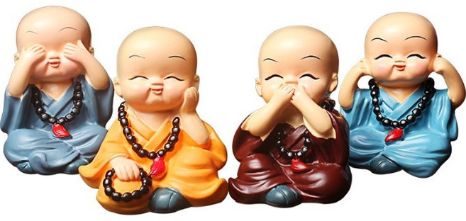 동자승 피규어 귀여운 아기스님 인형 4종세트 미니 스님 동자 불교 미니어처 소품 인테리어 차량장식 선물 실내 장식품 불교용품, 1세트