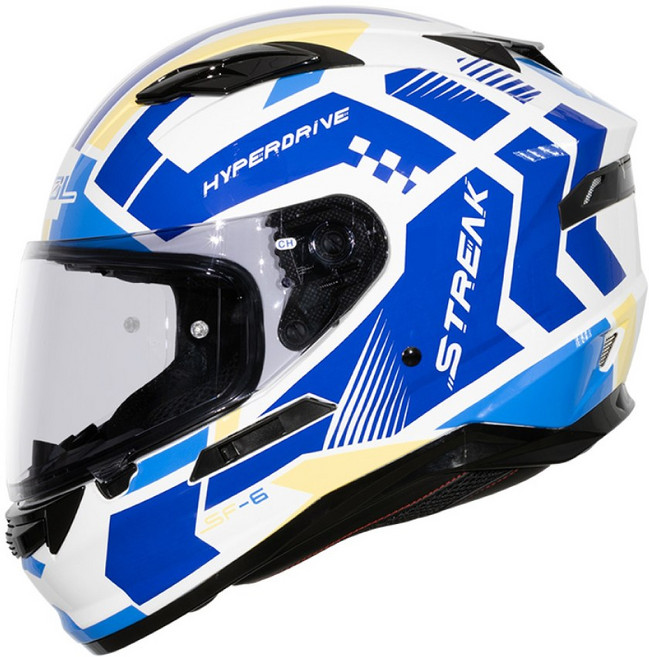 SOL SF-6 前衛者 全罩式安全帽 高強度厚鏡片 快拆鏡片 全可拆內襯 加強型眼鏡溝, 白/藍