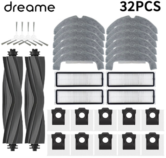 Dreame D10 Plus Gen 2 RLD32GD 로봇 진공 예비 부품 소모품 메인 사이드 브러시 Hepa 필터 걸레 천 먼지 봉투 액세서리, [10] 6pcs