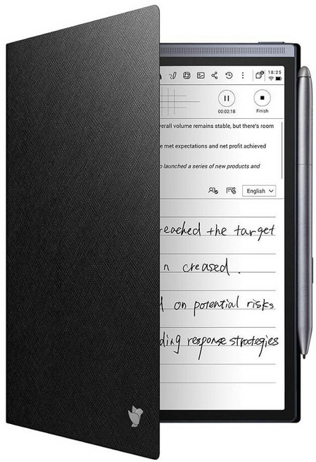 IFLYTEK AINOTE Air2 메모 태블릿 8.2인치용 보호 폴리오 케이스 프리미엄 PU 가죽 슬림하고 가벼우며 E-Ink 필기 태블릿용 펜 클립이 있는 내구성 있는, 블랙