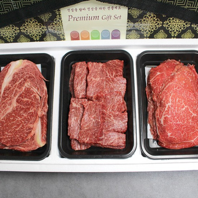 [한성가횡성한우]정품 횡성한우 1++등급 명품프리미엄 혼합세트 26호 1.4kg(등심 500g 특수부위 400g 불고기 500g), 1개, 1.4kg