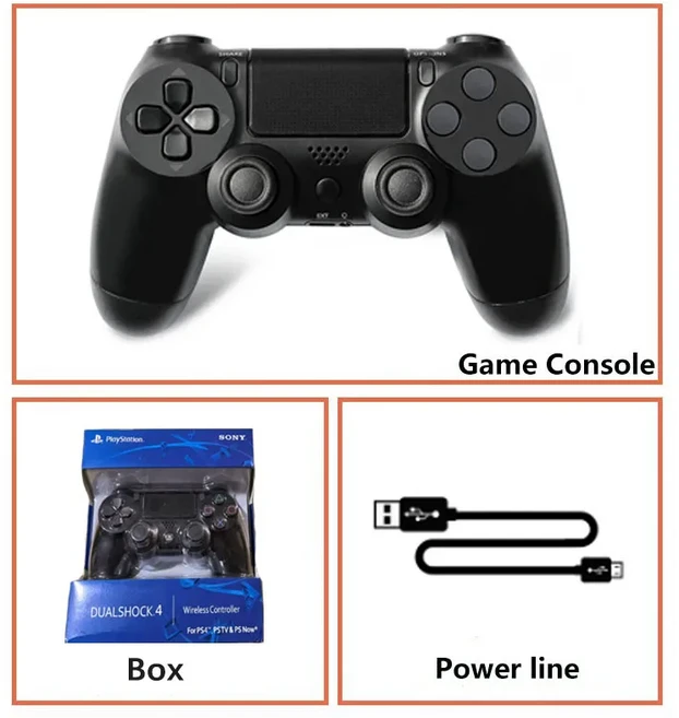 PlayStation 4/Slim/Pro/PS4 콘솔 컴퓨터 PC용 무선 게임 컨트롤러 블루투스 6축 자이로스코프 이중 진동, 02 Black-With Box