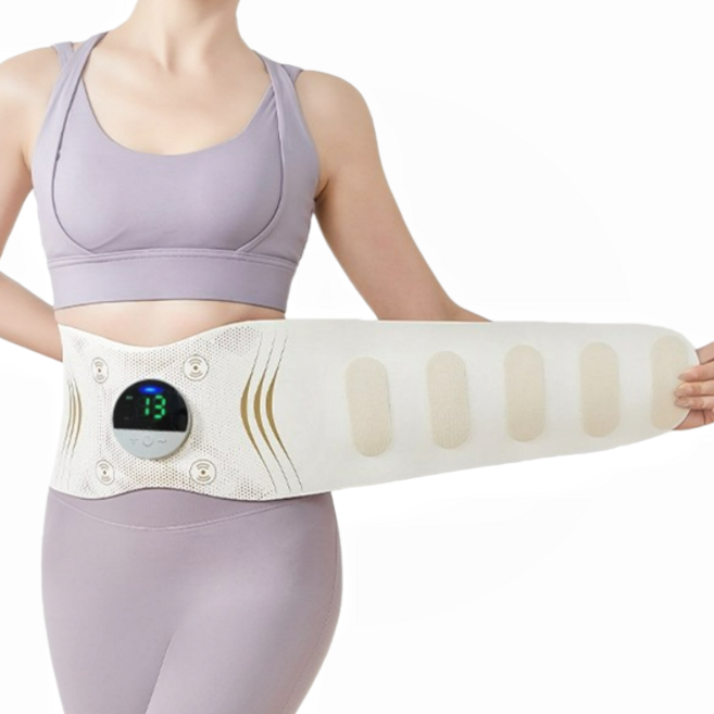 EMS 허리 마사지기 휴대용허리마사지 EMS 저주파 허리마사지기 EMS허리안마기 가정용 사무실 휴대용 온열마사지기 6가지 모드 3단계 온도 조절 16단계 강도 조절 뱃살 슬림 벨트, 화이트, QL-3