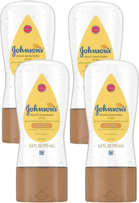존슨즈베이비 오일 젤 시어 & 코코아 버터, 192ml, 4개