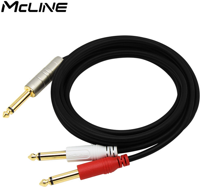 모노 to 2 모노 Y 케이블 확장 케이블 스피커 앰프 믹서 오디오 음향 연결선, MC-HA39 모노55-2모노55 1M, 1개