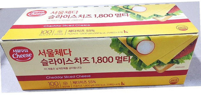 무료 서울 체다슬라이스 치즈(18gx100장) | 간식접시 체더 치이즈, 1개