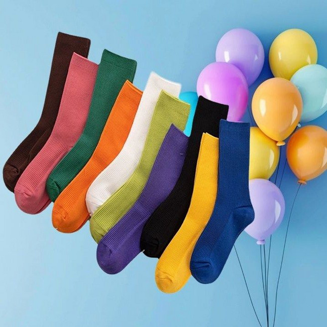 예쁜 여성양말 프리미엄 무지 컬러 골지 양말 5켤레세트