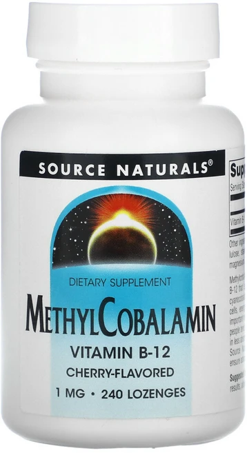 소스내추럴스 메틸코발라민 비타민B12 체리 맛 1mg 사탕 정제 240정, 1개 - 쿠팡