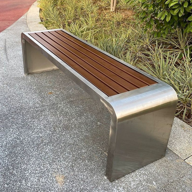 야외 공원 벤치 영가구 정류장 인테리어 테라스 광장, 2.0m 스테인리스 스틸 플라스틱 우드