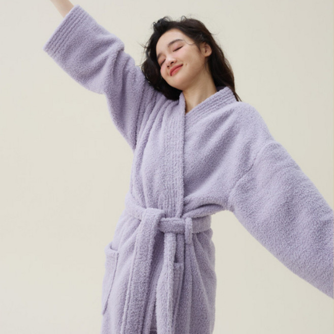 FUXI 加厚米粒絨情侶睡袍 居家服