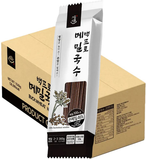 기혼식품 100%메밀국수360g (쓴메밀46%포함), 메밀국수 1박스, 30개