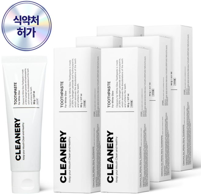 클리너리 포 화이트 글로우 미백 치약, 6개, 90g