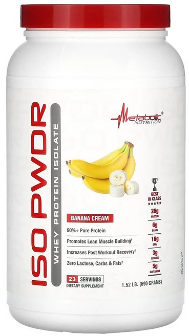 Metabolic Nutrition ISOpwdr 분리유청단백질 바나나 크림 690g(1.52lb) Nutrition (메타볼릭 뉴트리션), 689 g, 690g, 1개 - 쿠팡